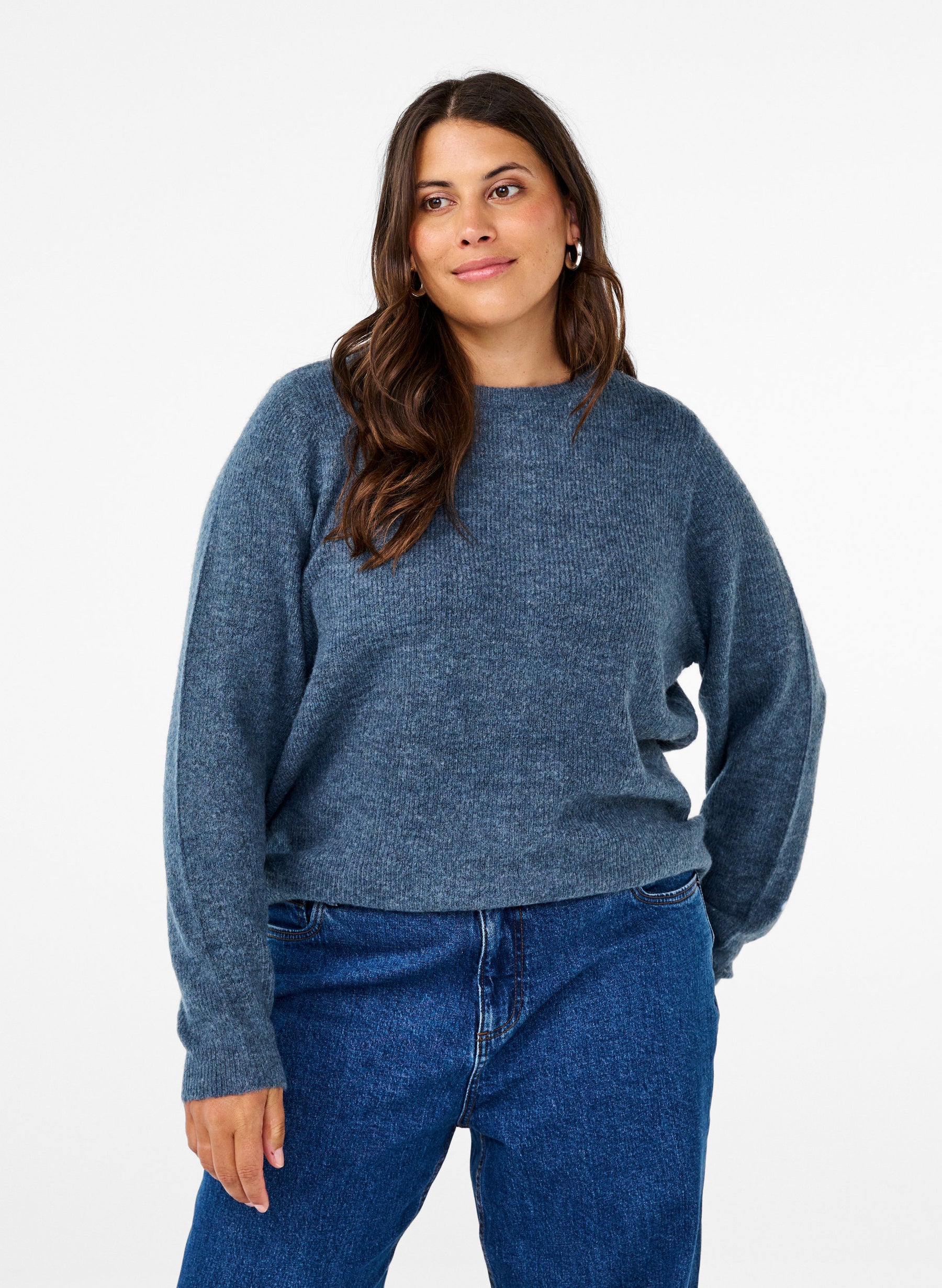 Zizzi Maya Knit Jumper in Blue