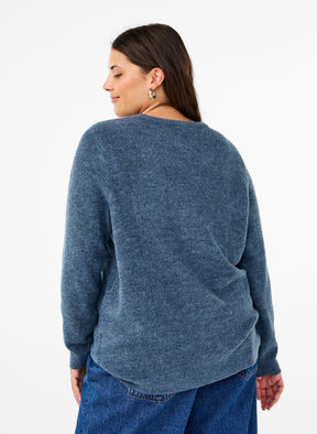 Zizzi Maya Knit Jumper in Blue