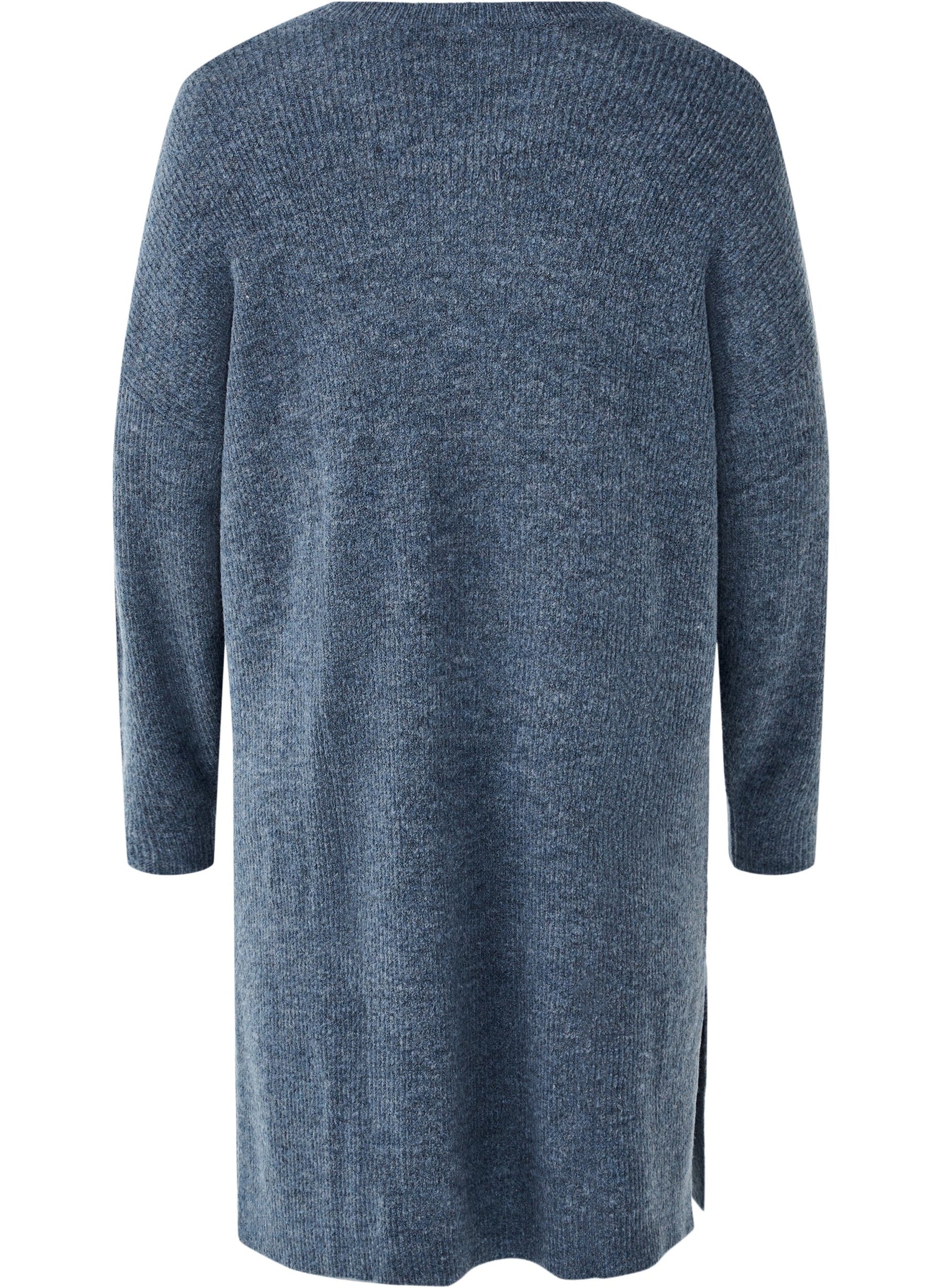 Zizzi Maya Knitted Dress in Blue