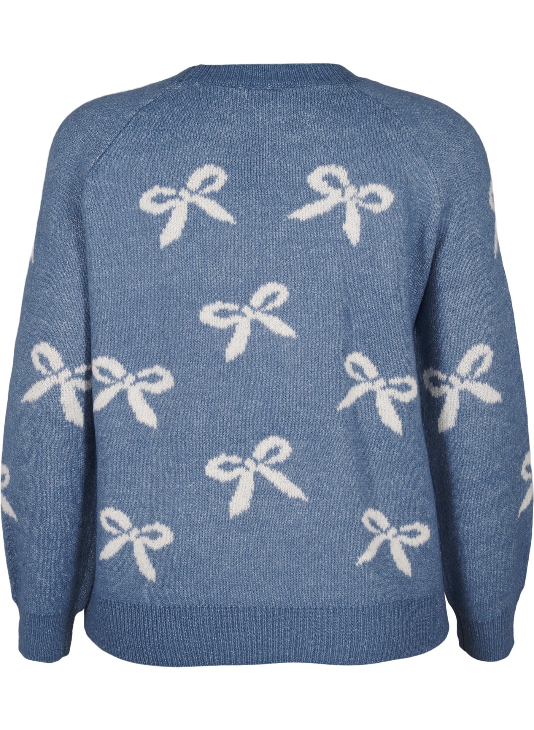 Zizzi Bowy Knit Jumper in Blue