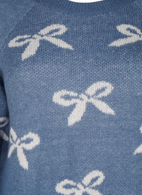 Zizzi Bowy Knit Jumper in Blue