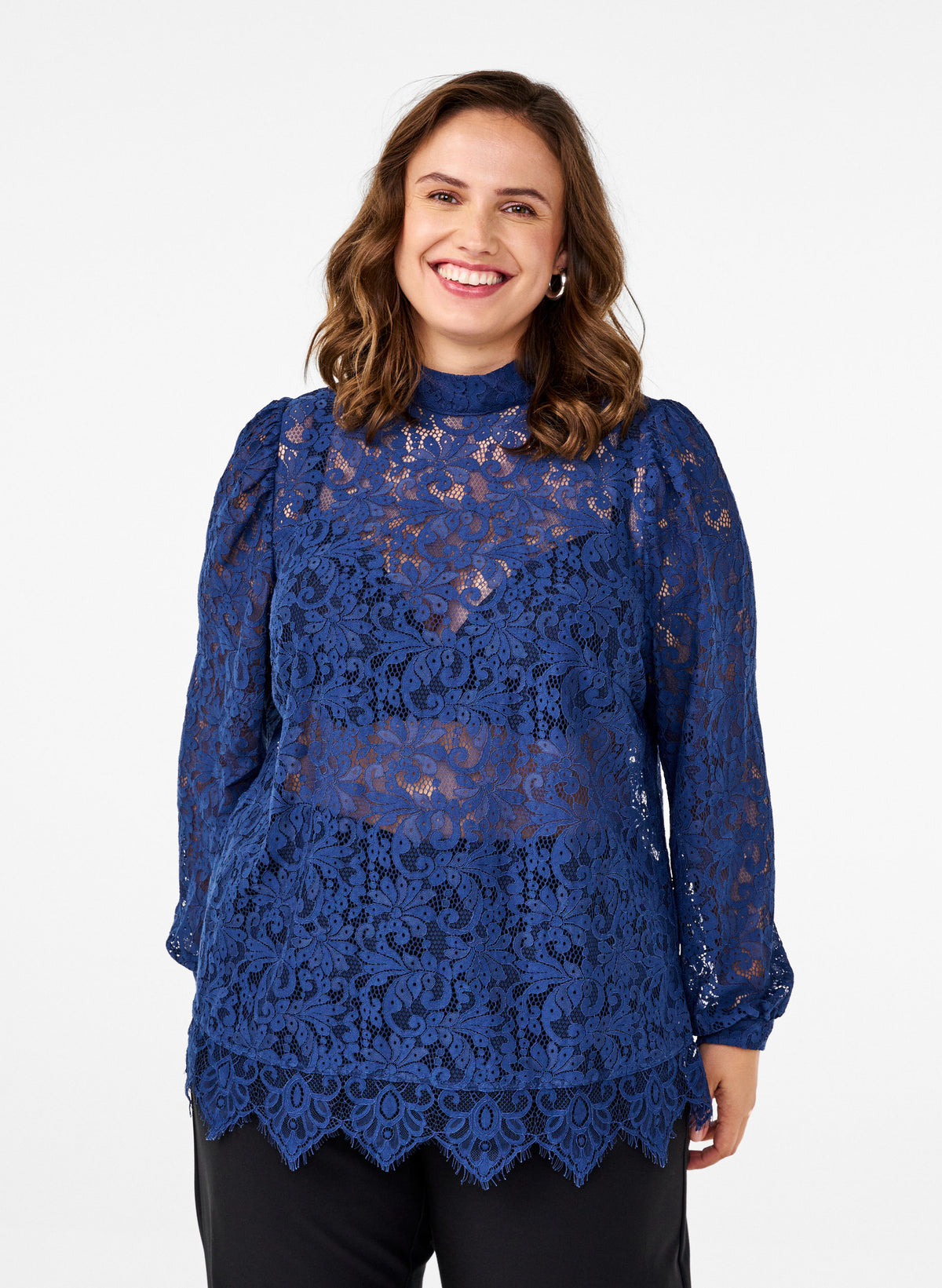 Zizzi Ginsita Lace Blouse in Blue
