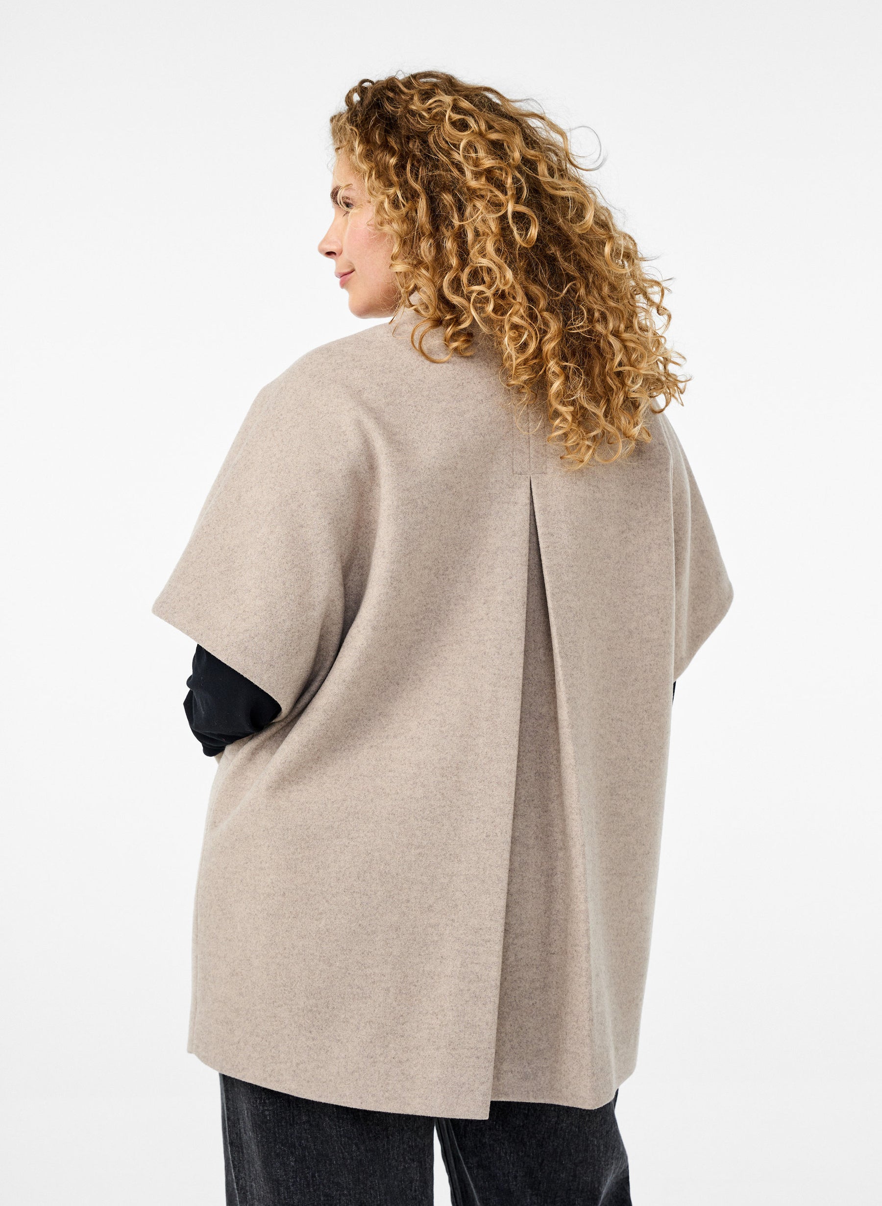 Zizzi Barcelona Cape Jacket in Taupe