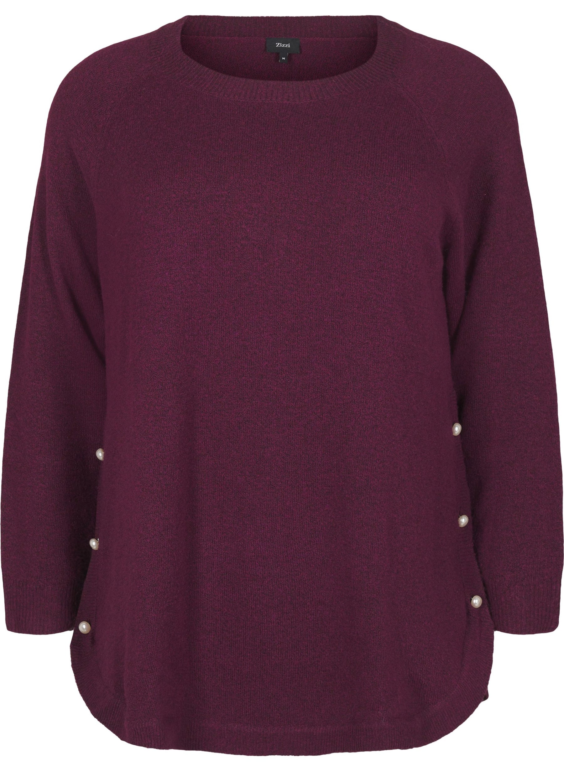 Zizzi Sunny Pearl Button Jumper in Purple