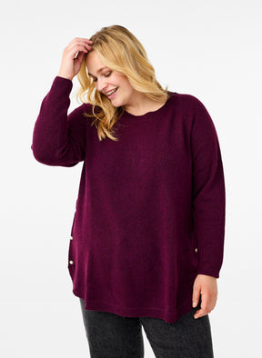 Zizzi Sunny Pearl Button Jumper in Purple