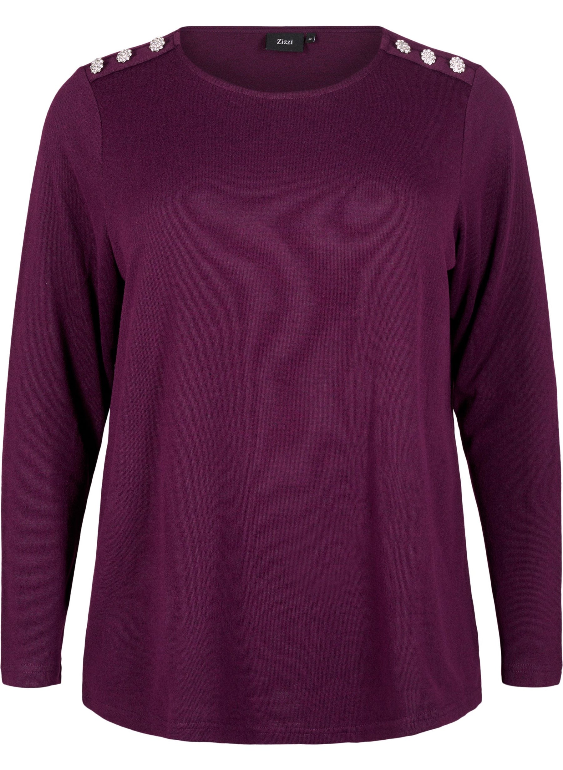 Zizzi Lucca Button Shoulder Jumper in Purple