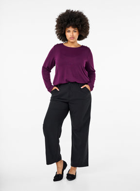 Zizzi Lucca Button Shoulder Jumper in Purple