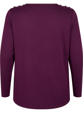 Zizzi Lucca Button Shoulder Jumper in Purple