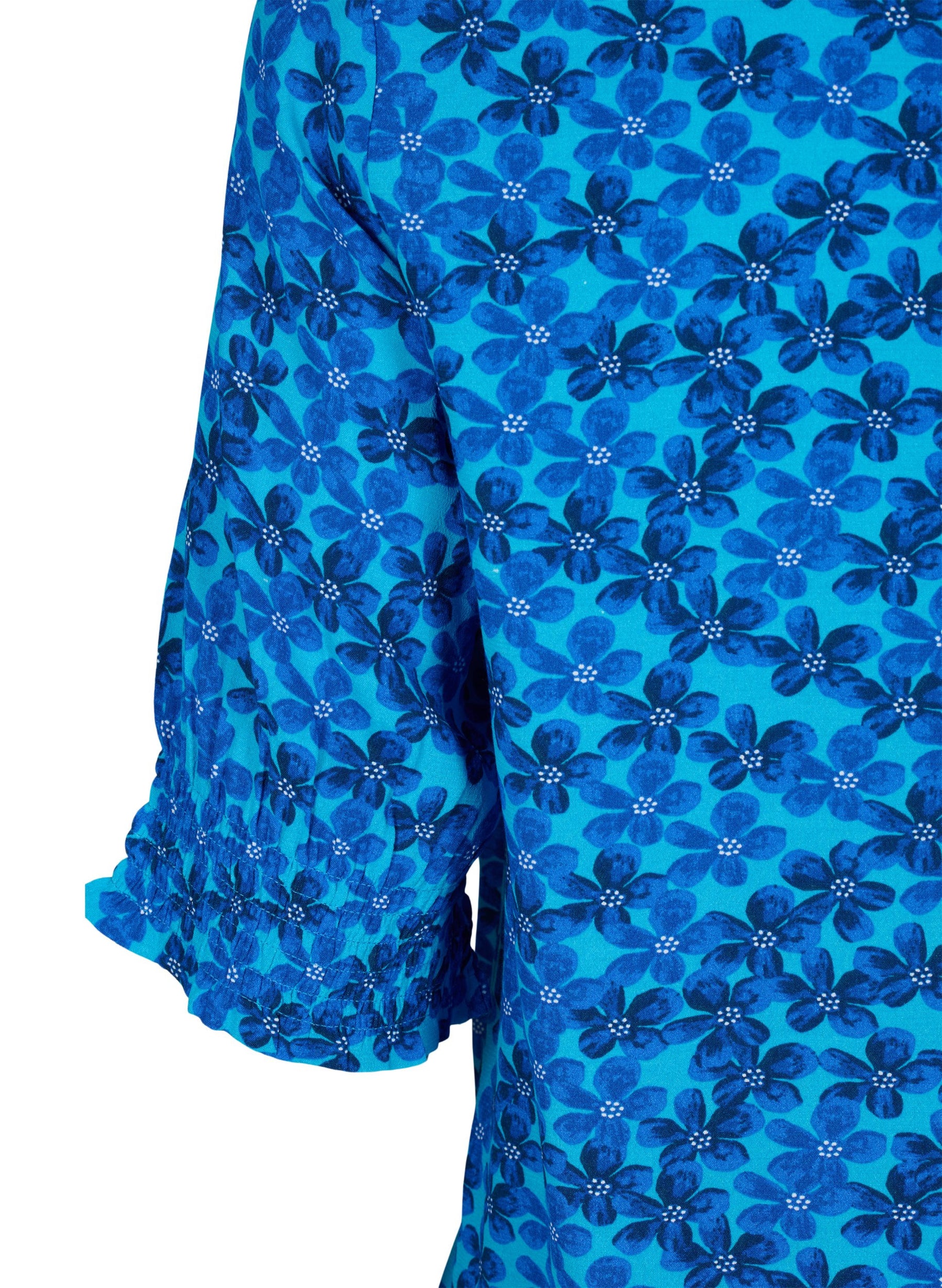 Zizzi Bella Blouse in Blue Flowers