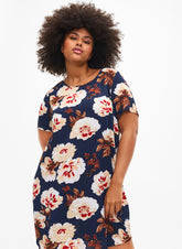 Zizzi Rose Dress in Navy