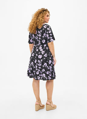 Zizzi Anni Black Floral Wrap Dress