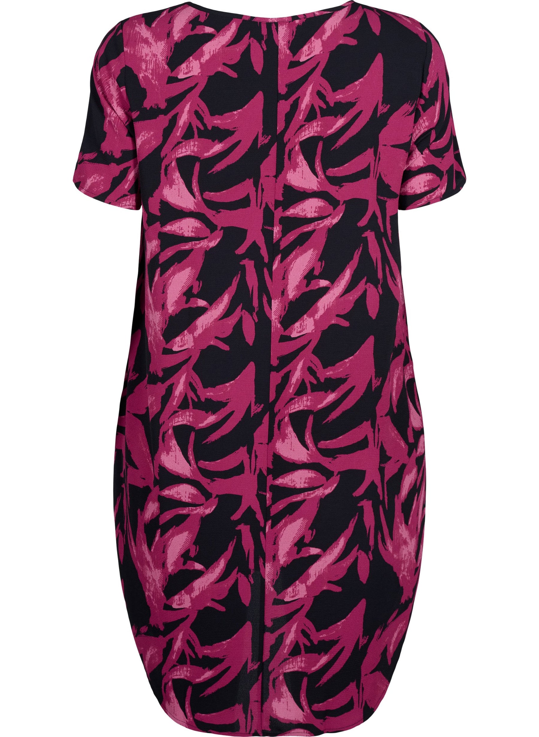 Zizzi Anni Dress in Purple Leaf Print