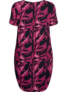 Zizzi Anni Dress in Purple Leaf Print