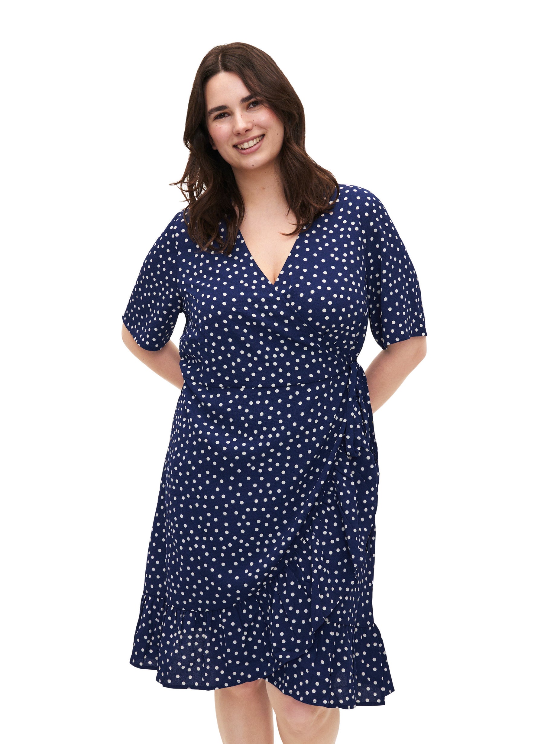 Zizzi Anni Polka Dot Wrap Dress