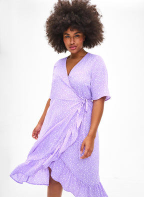 Zizzi Tuilip Wrap Lilac Dress