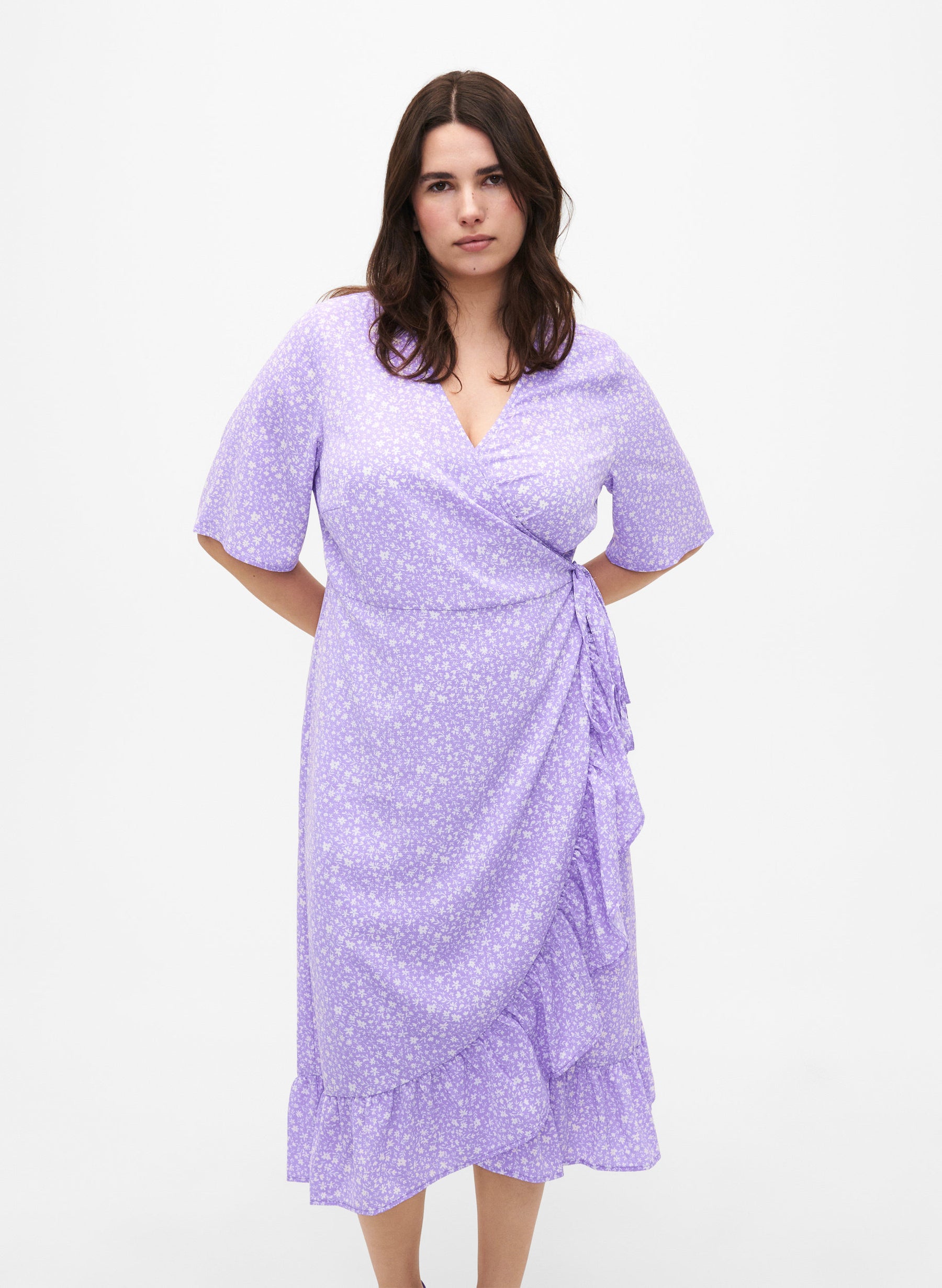 Zizzi Tuilip Wrap Lilac Dress