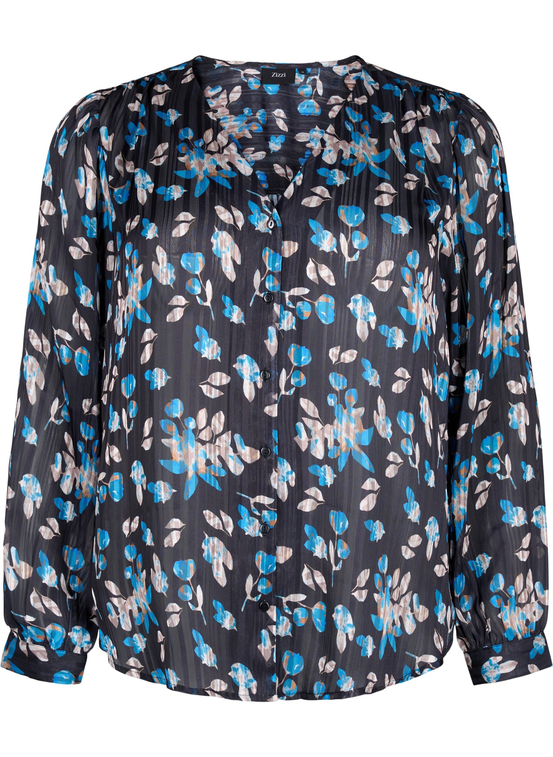 Zizzi Lucy Shirt in Blue Flower