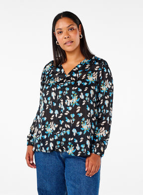 Zizzi Lucy Shirt in Blue Flower