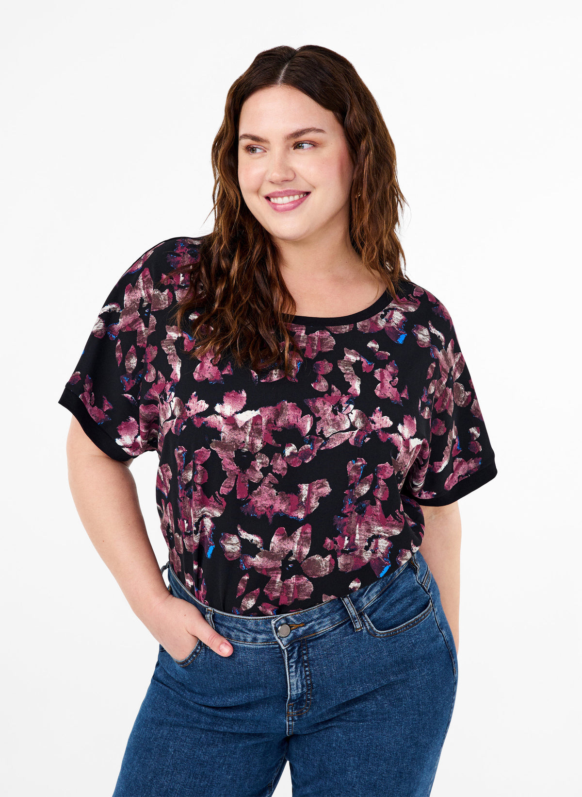 Zizzi Fikka Abstract Floral Top