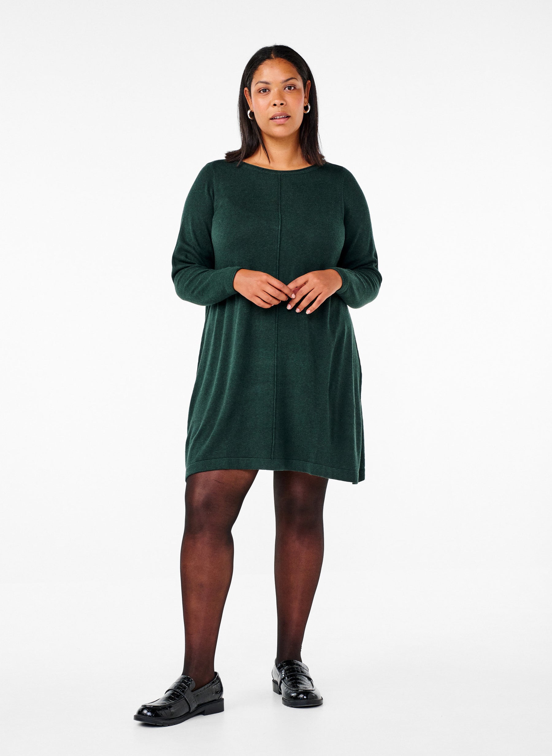 Zizzi Shape Knit Dress in Green