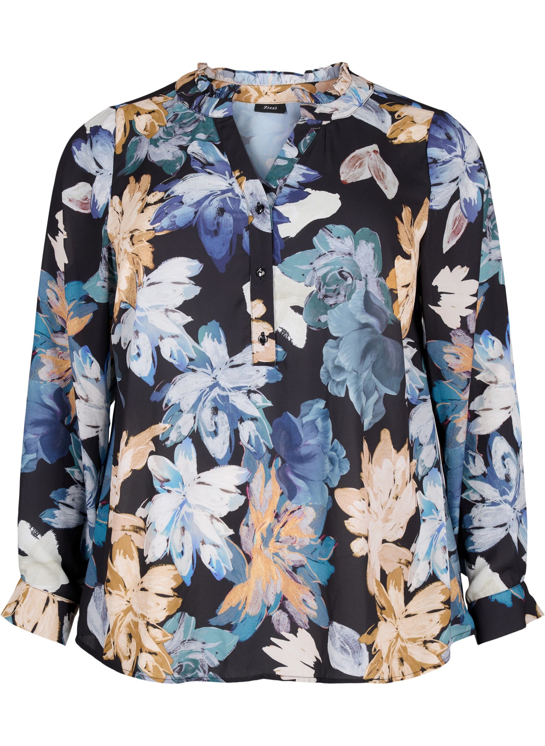 Zizzi Seli Blouse with Yellow Floral Print