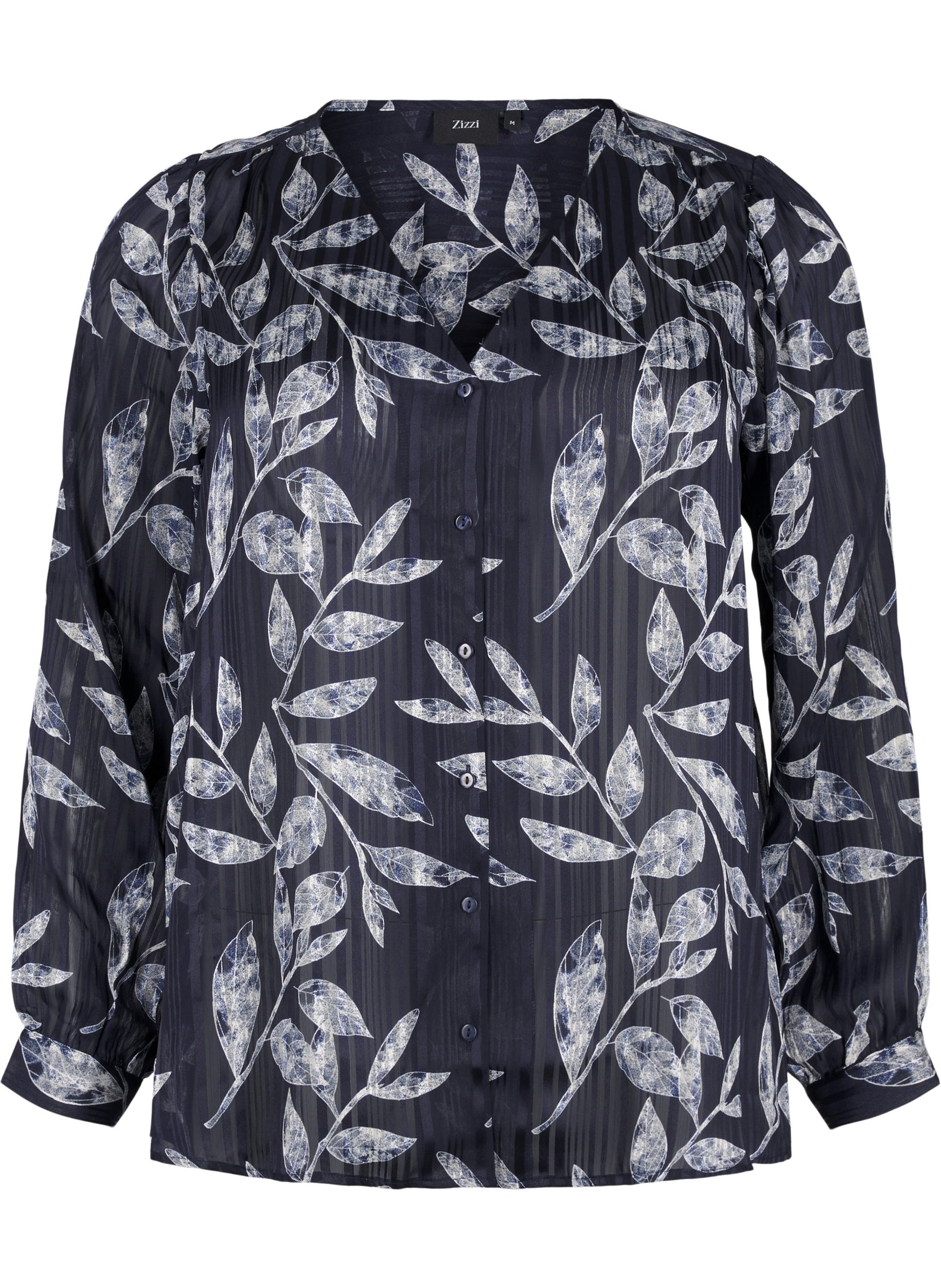 Zizzi Lucy Shirt in Navy Leaf