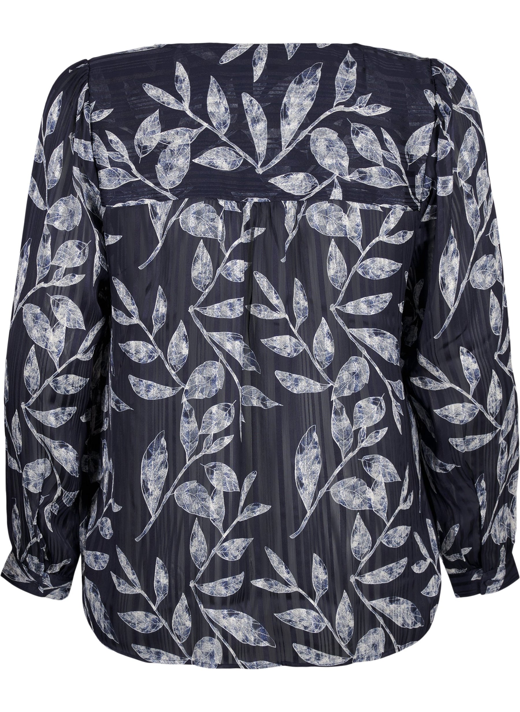 Zizzi Lucy Shirt in Navy Leaf