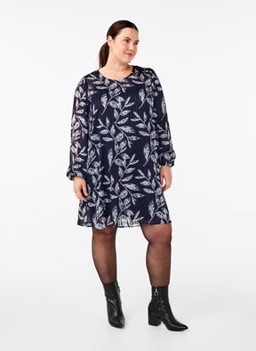 Zizzi Lucy Navy Leaf Dress