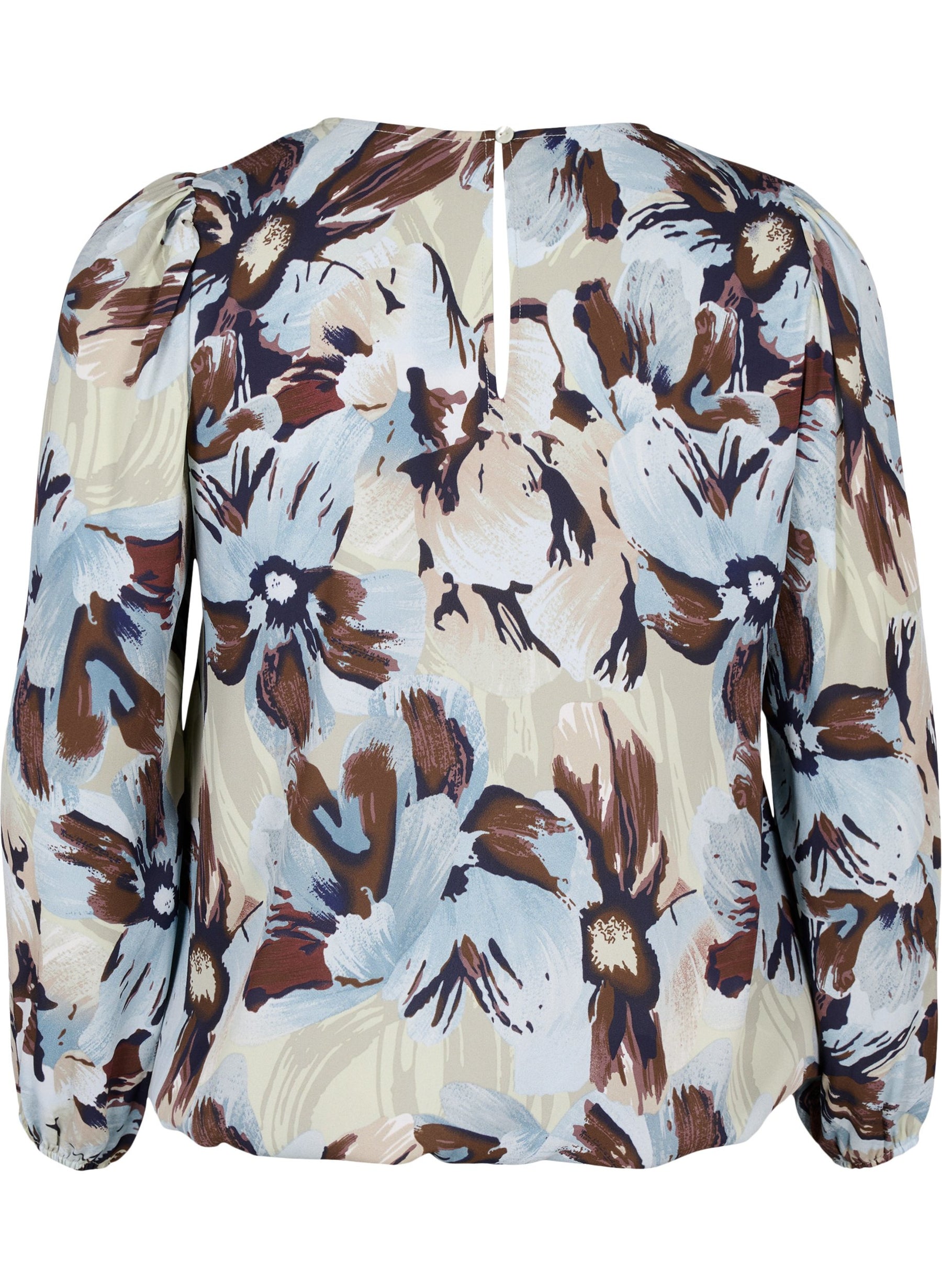 Zizzi Seli Blouse with Grey Floral Print