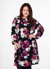 Zizzi Bella Long Sleeve Dress in Pink Flower