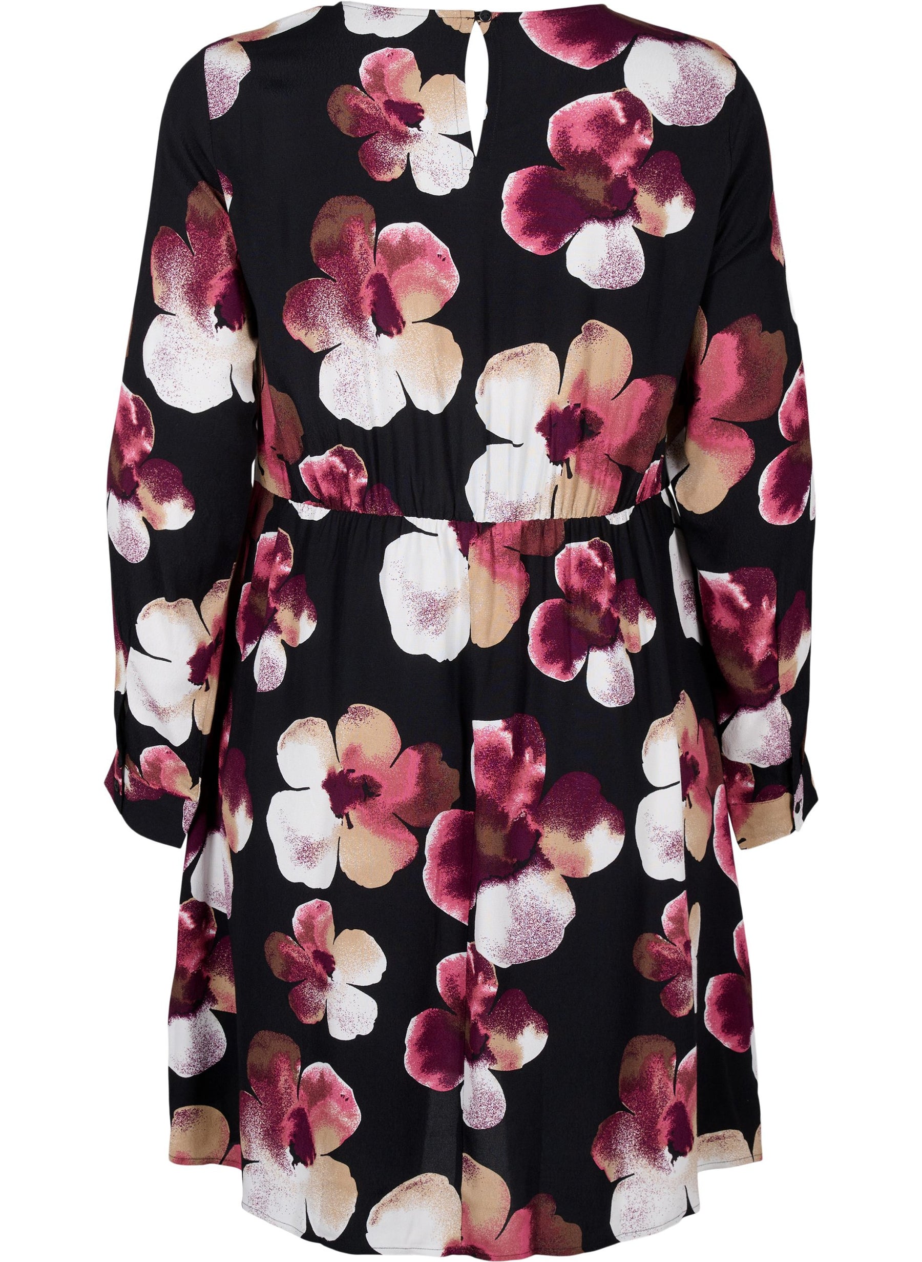 Zizzi Bella Long Sleeve Dress in Pink Flower