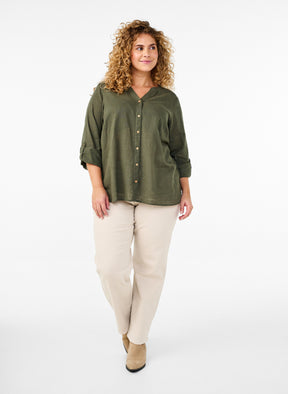 Zizzi Anna Shirt in Khaki