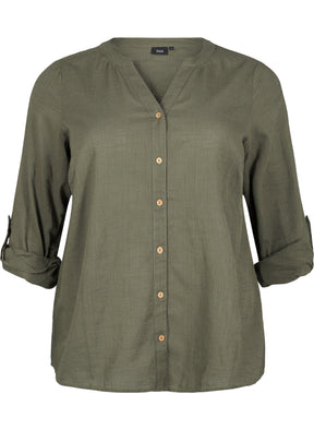 Zizzi Anna Shirt in Khaki