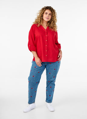 Zizzi Anna Shirt in Red