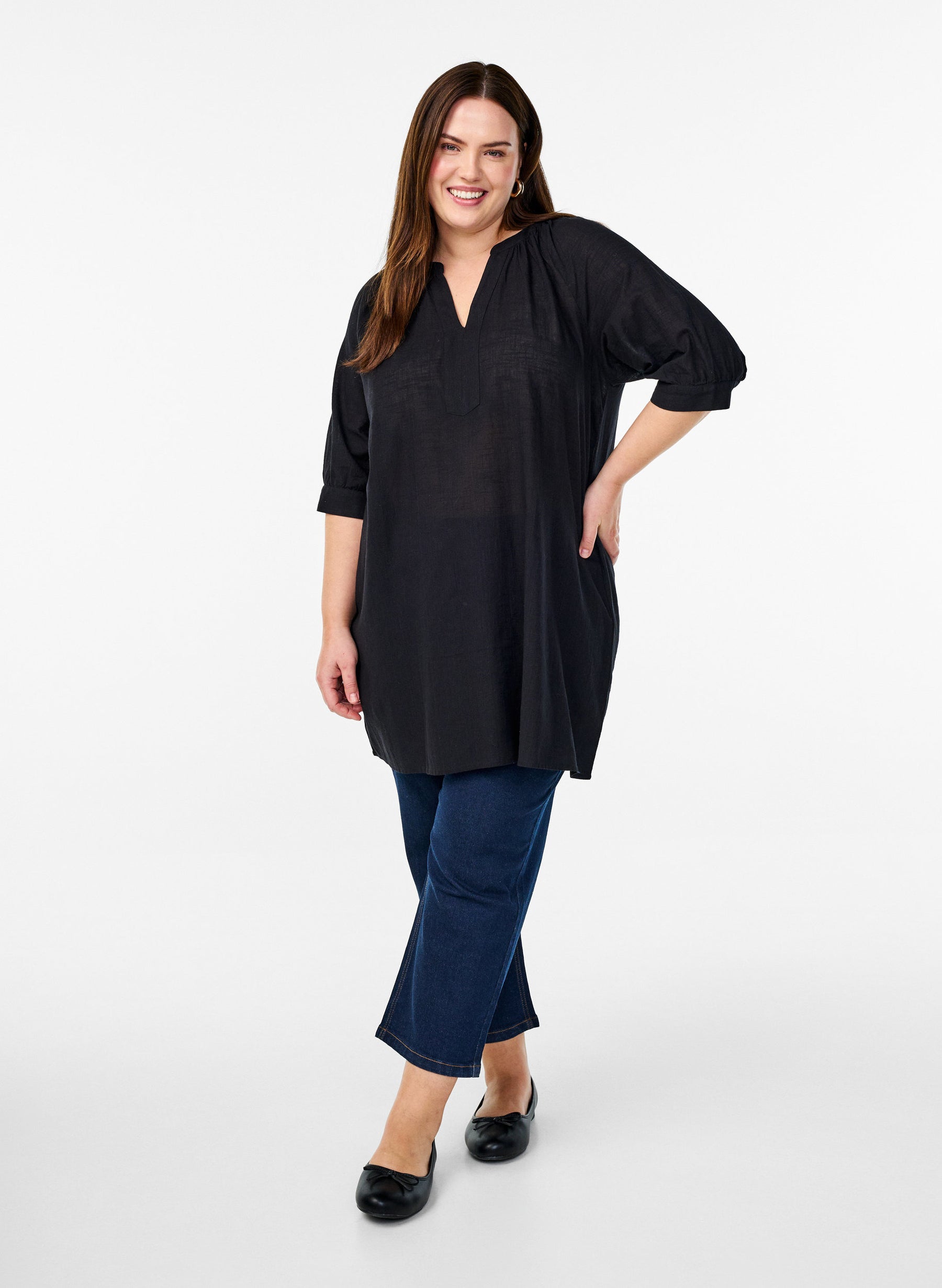 Zizzi Anna Tunic in Black