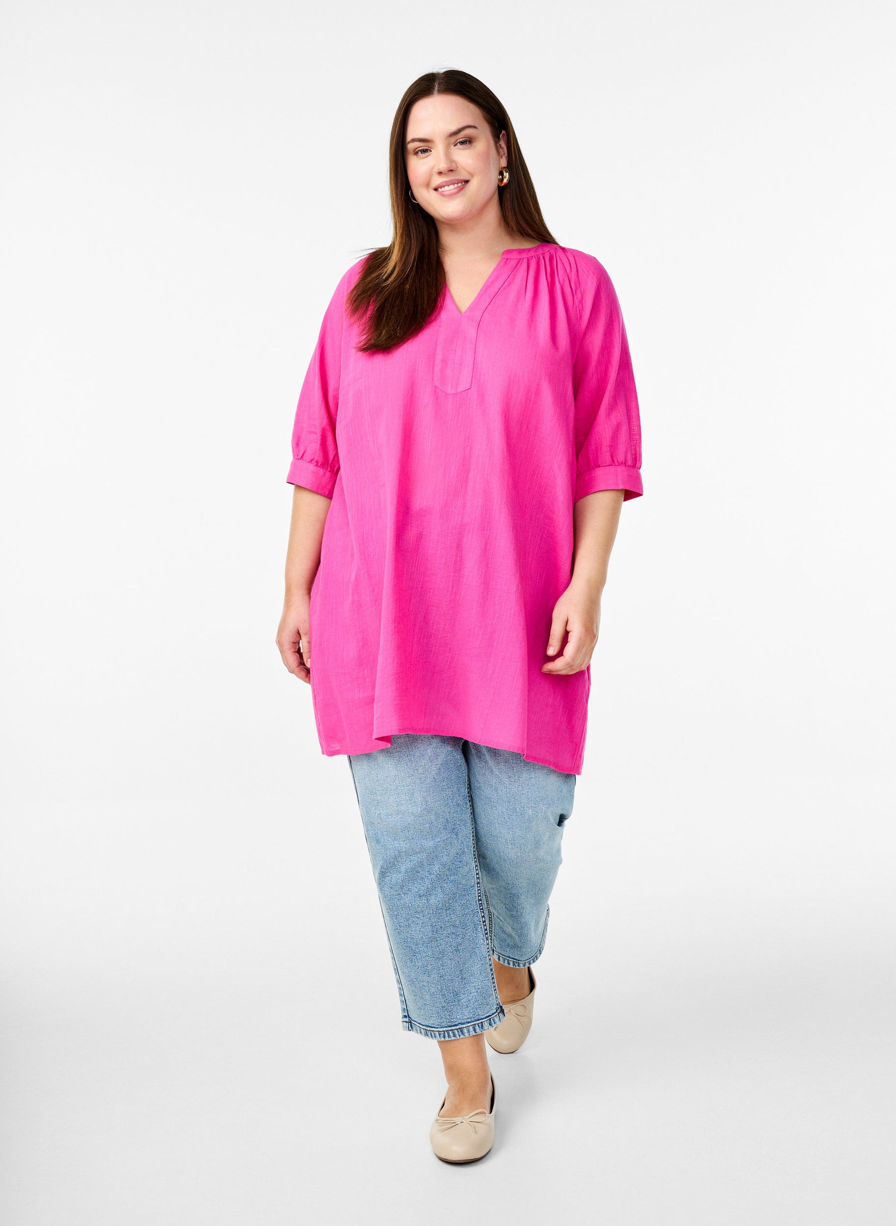 Zizzi Anna Tunic in Pink