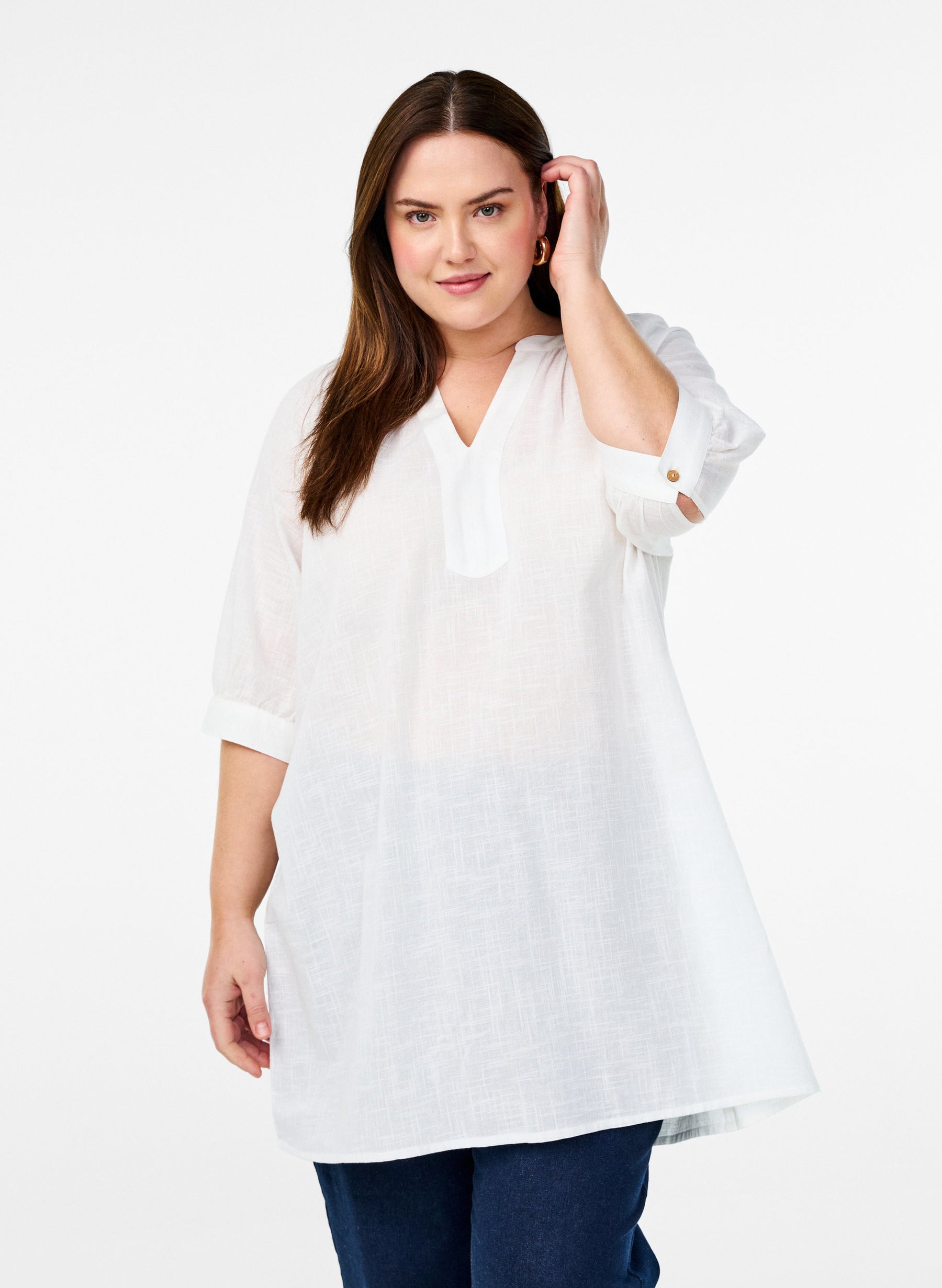 Zizzi Anna Tunic in White