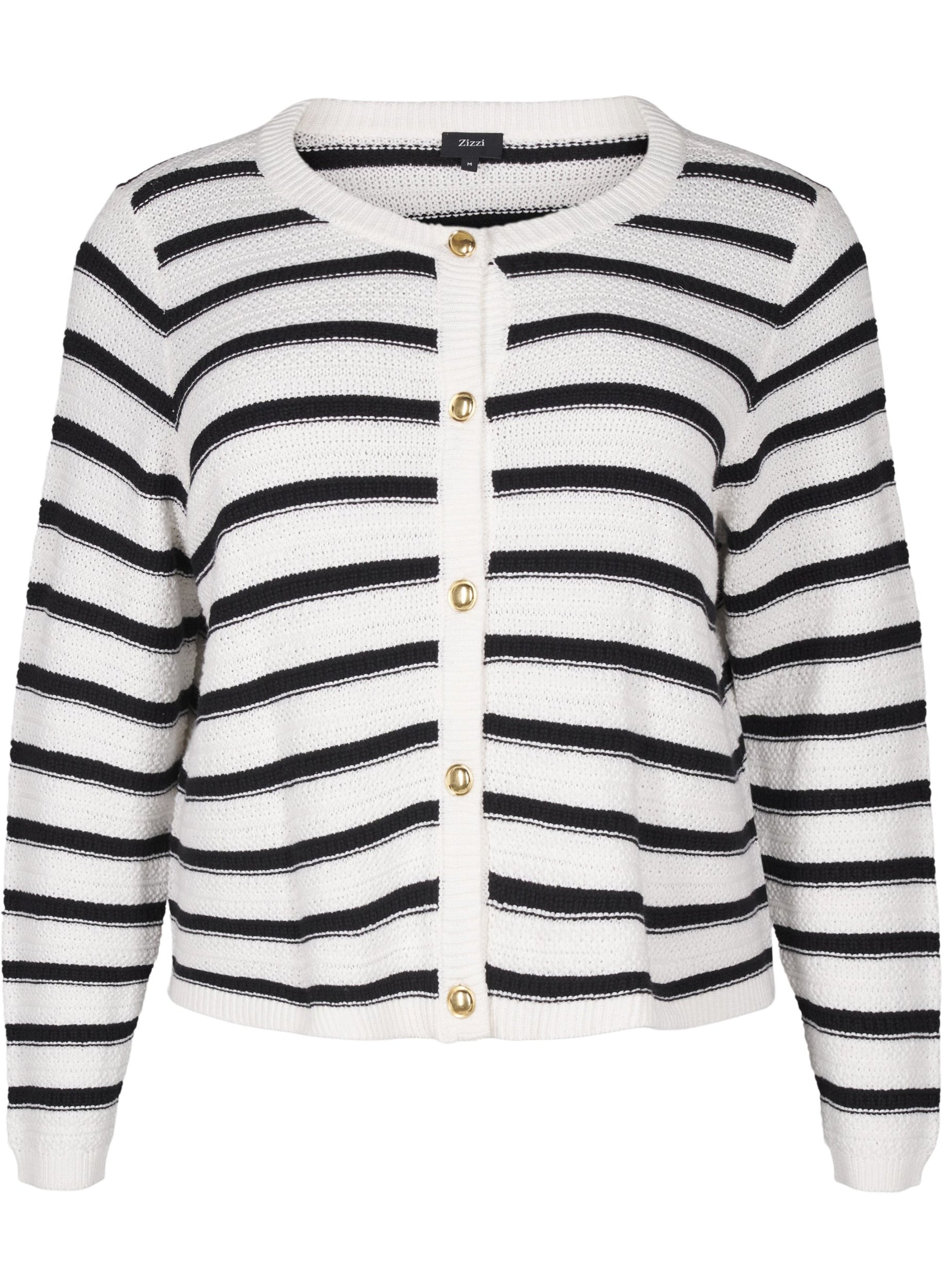 Zizzi Dahlia Cardigan in White and Black