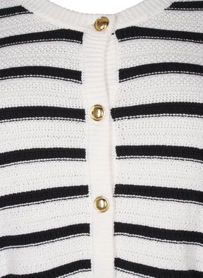 Zizzi Dahlia Cardigan in White and Black