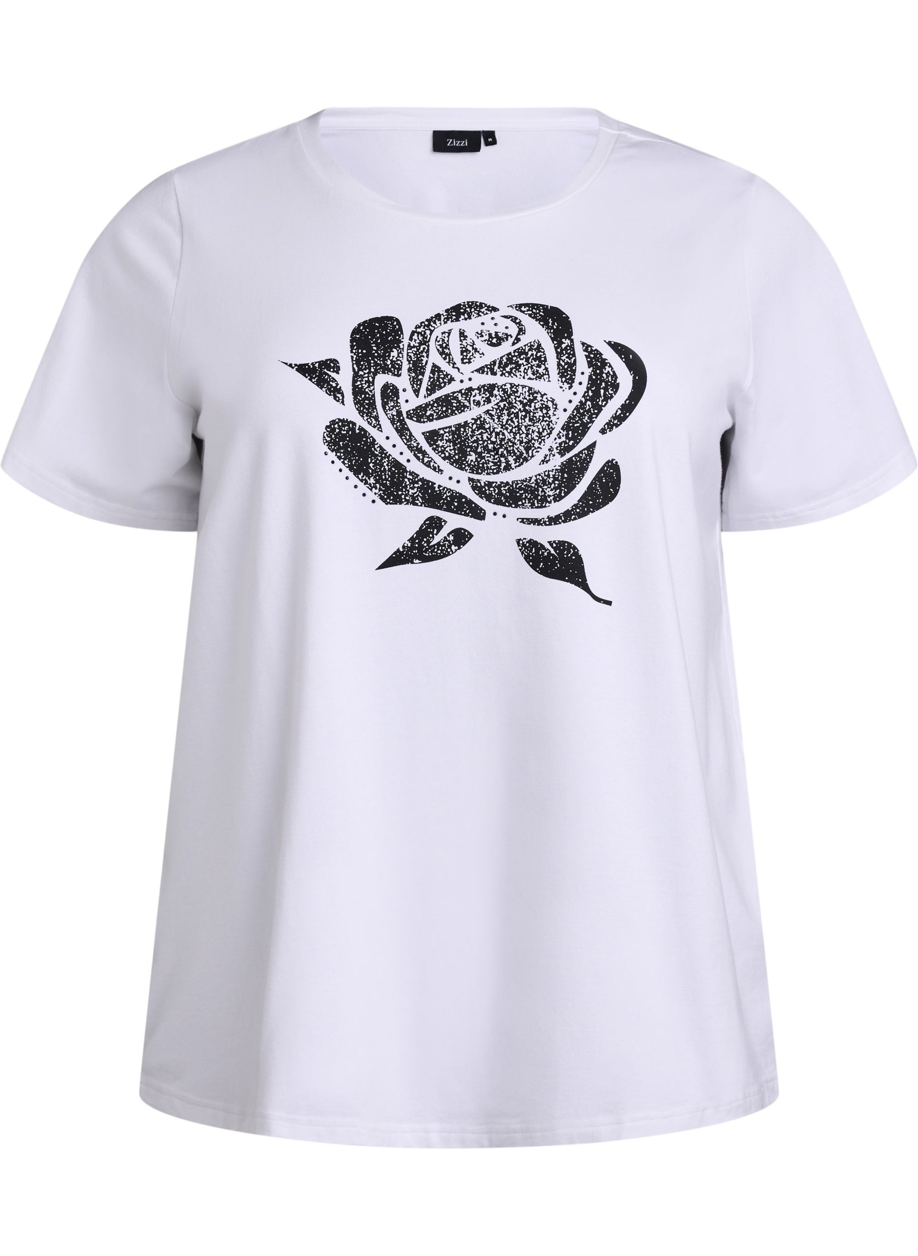 Zizzi Elin T-Shirt With Black Flower