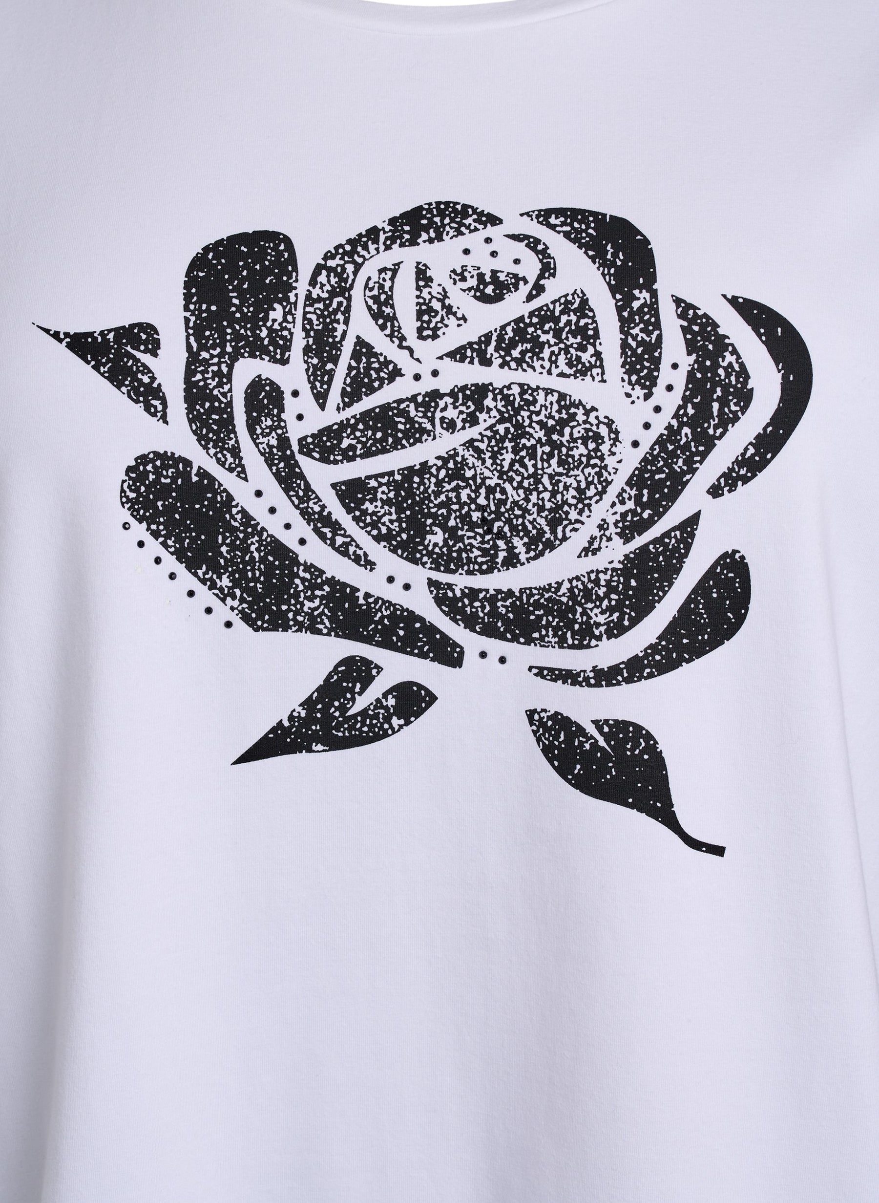 Zizzi Elin T-Shirt With Black Flower