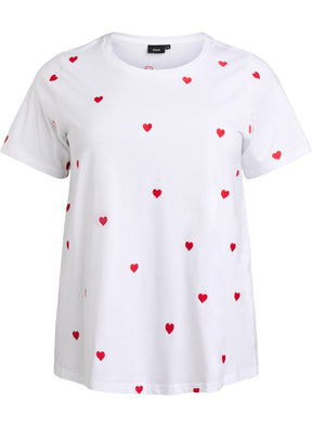 Zizzi Elin T-Shirt With Red Hearts