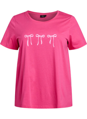 Zizzi Elin T-Shirt in Pink Bows