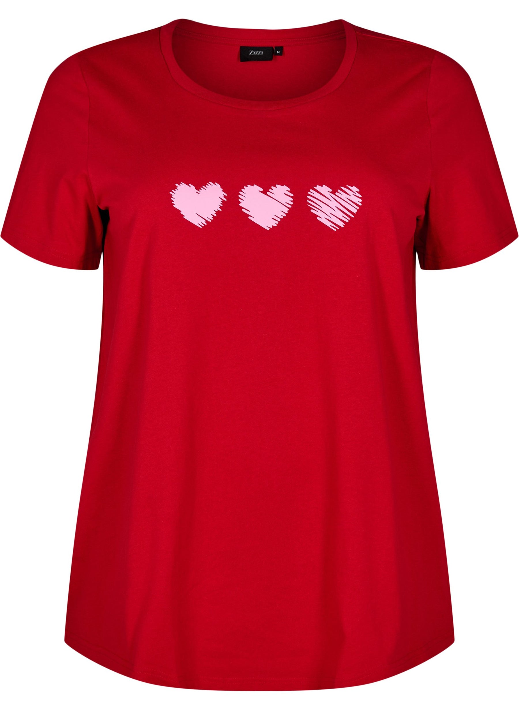 Zizzi Elin T-Shirt in Red Hearts