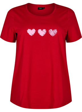 Zizzi Elin T-Shirt in Red Hearts