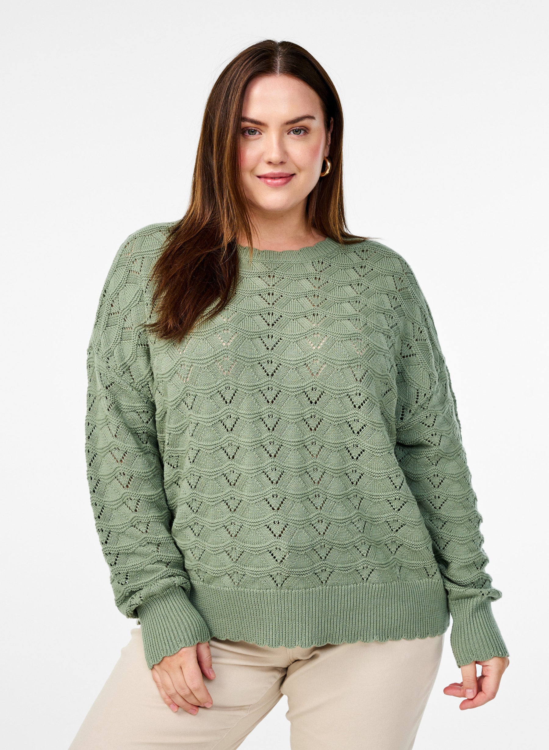 Zizzi Emmi Knit Jumper in Green