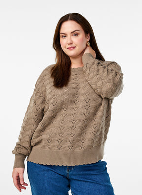 Zizzi Emmi Knit Jumper in Taupe