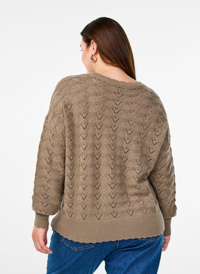 Zizzi Emmi Knit Jumper in Taupe