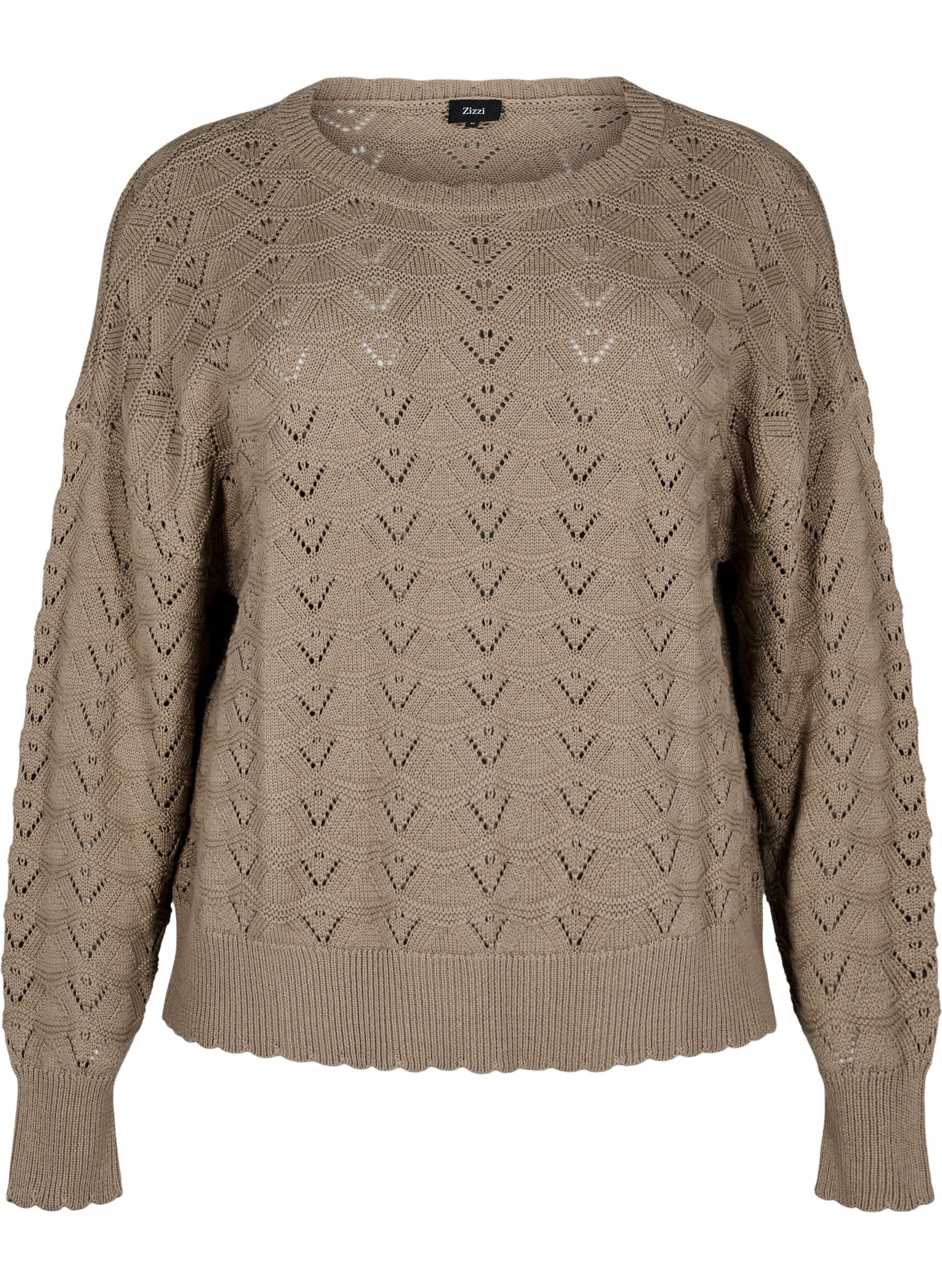 Zizzi Emmi Knit Jumper in Taupe