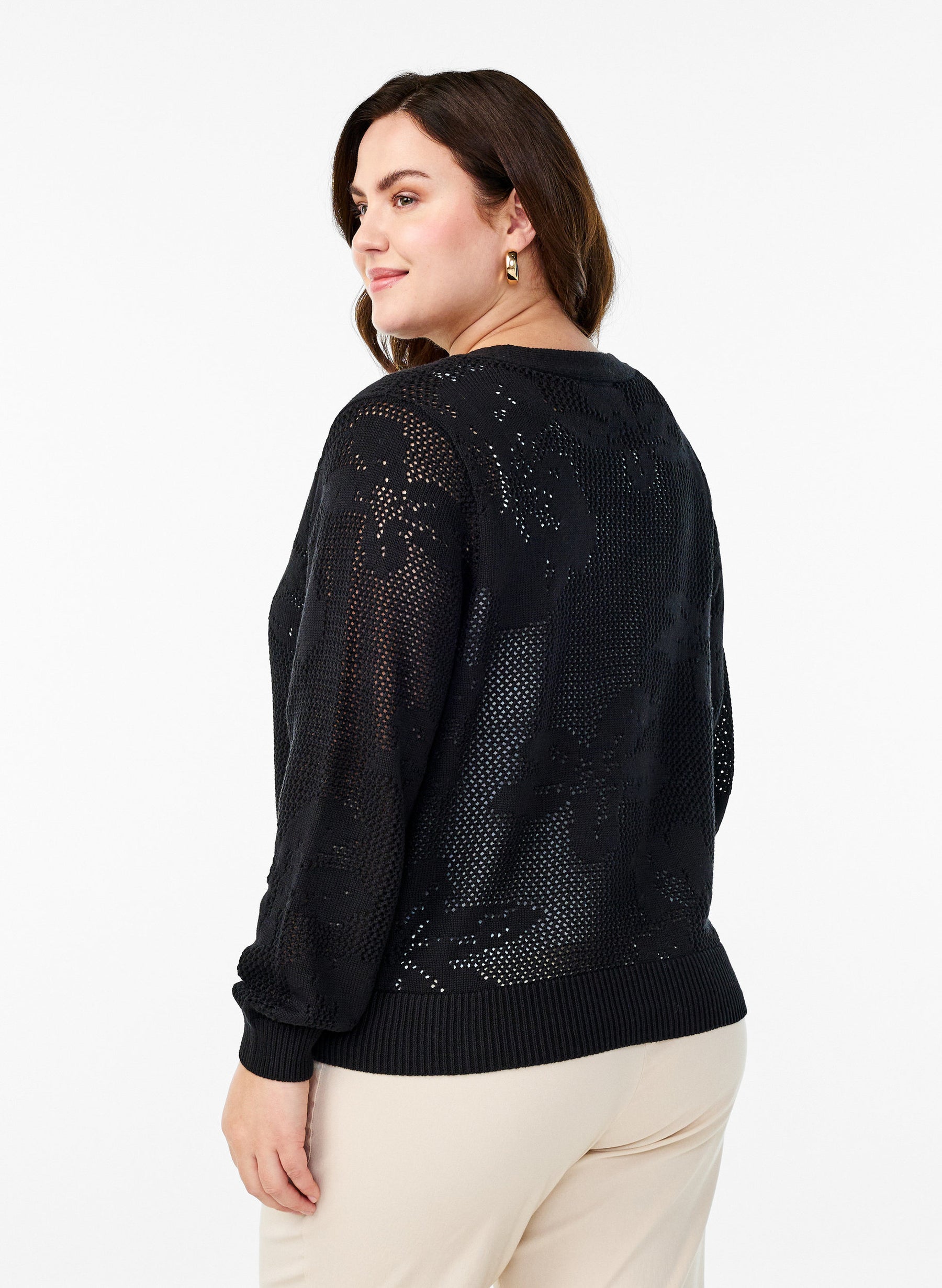 Zizzi Mesha Cardigan in Black